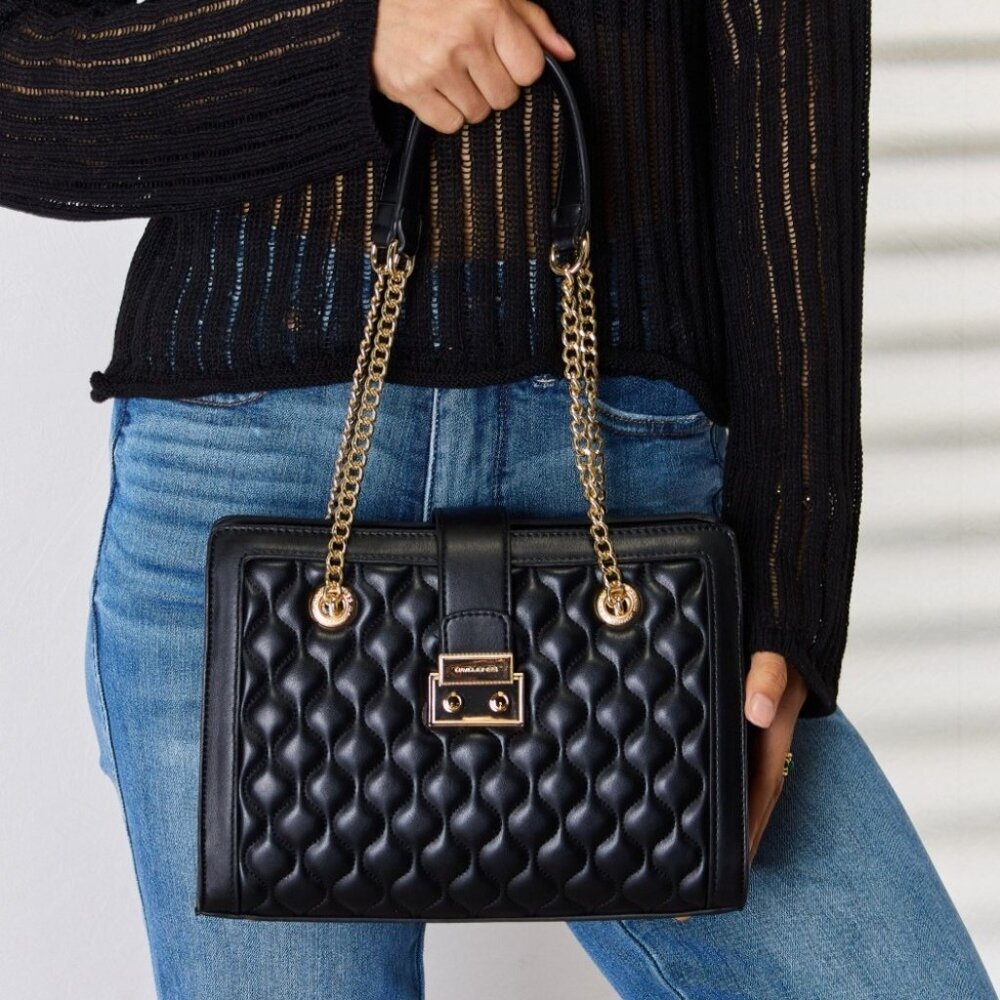 NWT David Jones Quilted PU Leather Handbag